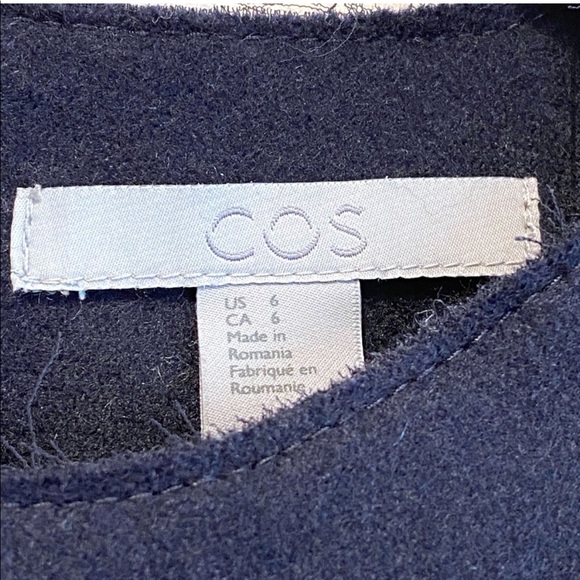 COS Silk Chiffon Top with Bonded Wool Panels in Navy - Picture 9 of 10